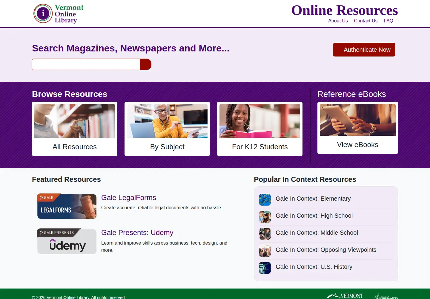 Screenshot of vtonlinelib.org