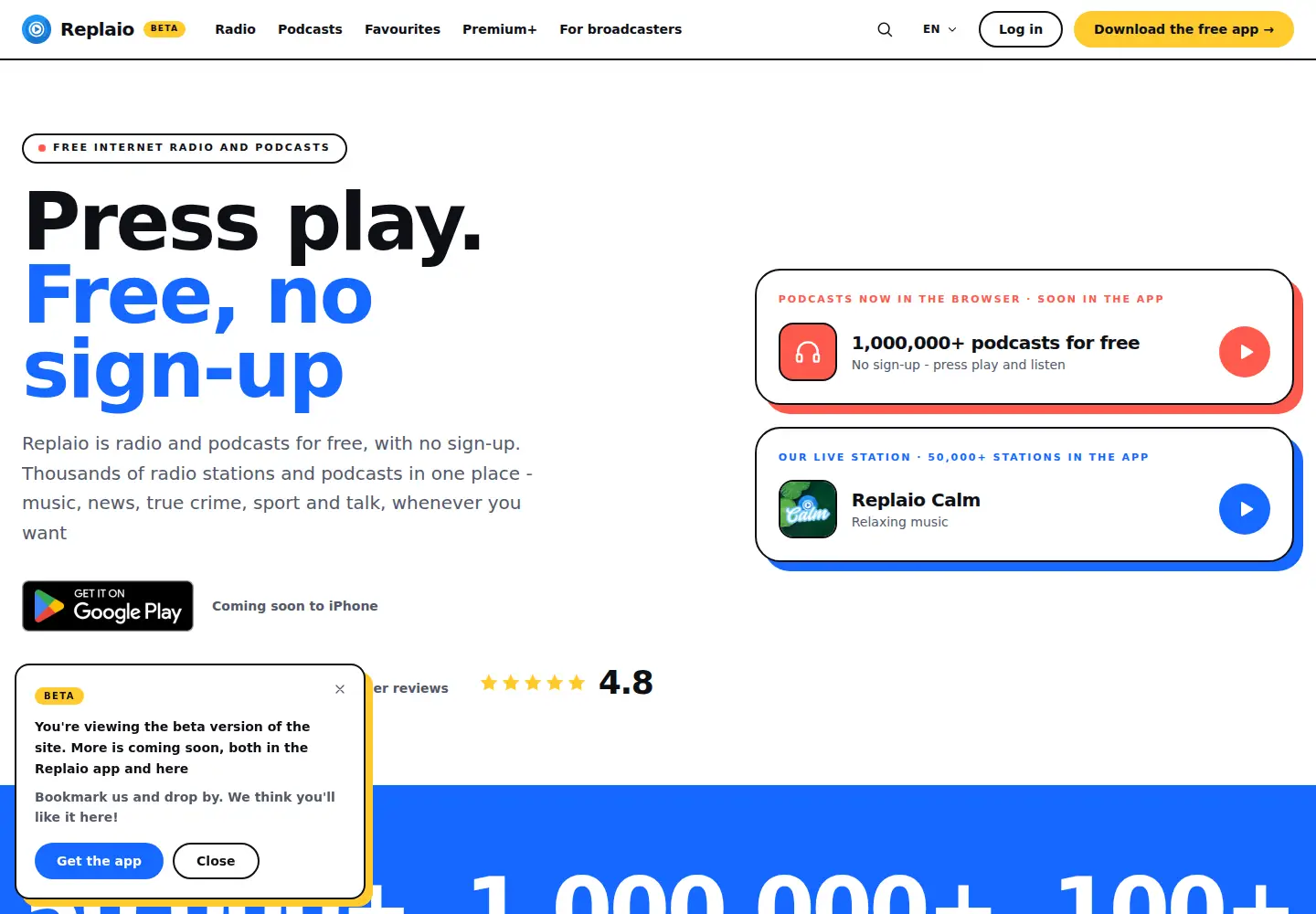 Captured homepage of repla.io in the current scan