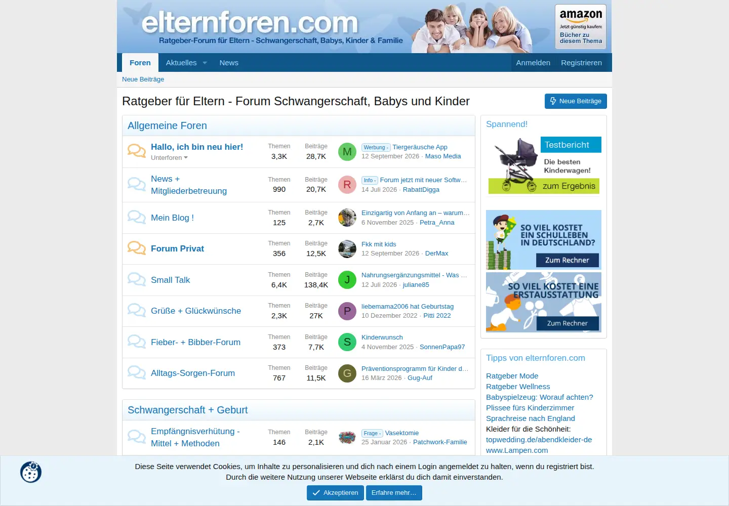 Screenshot of elternforen.com