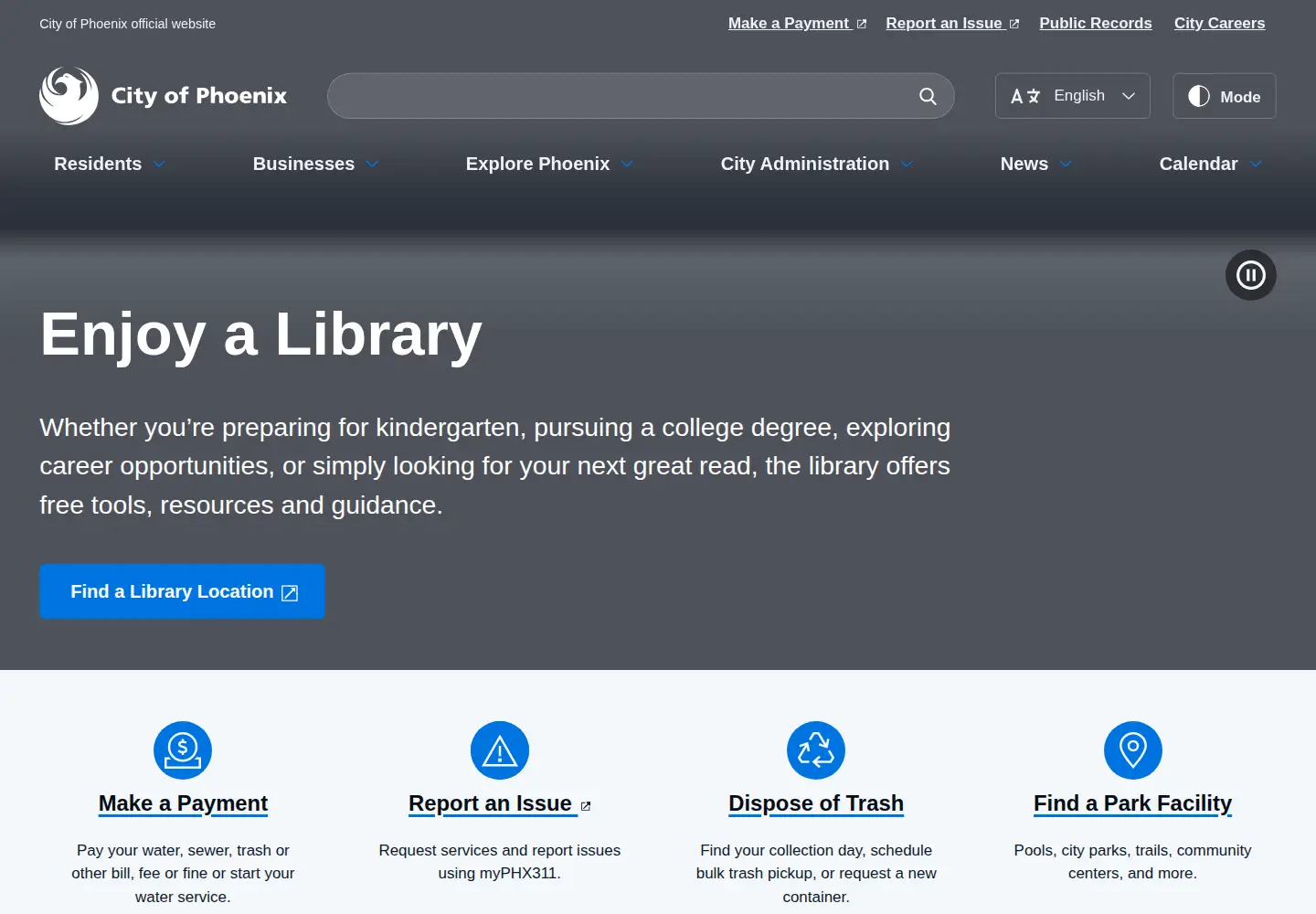 Screenshot of phoenix.gov