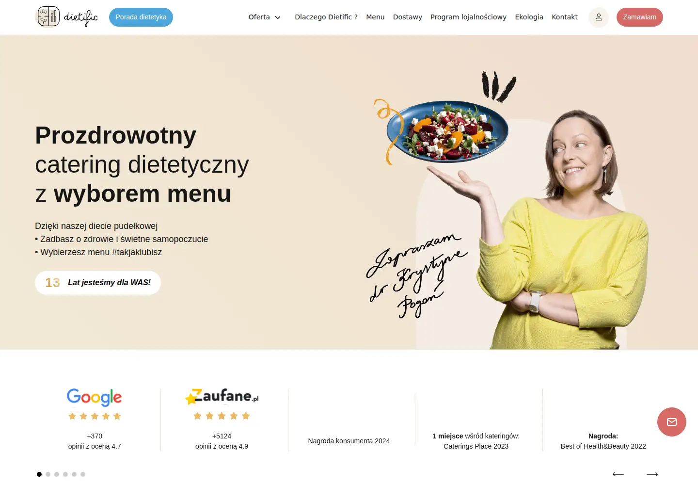Captured homepage of dietific.pl in the current scan