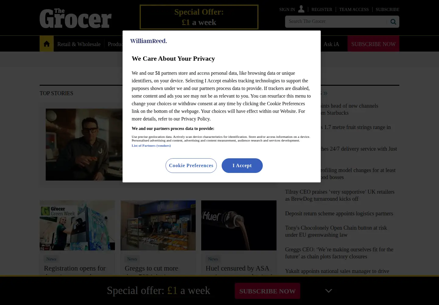 Screenshot of thegrocer.co.uk