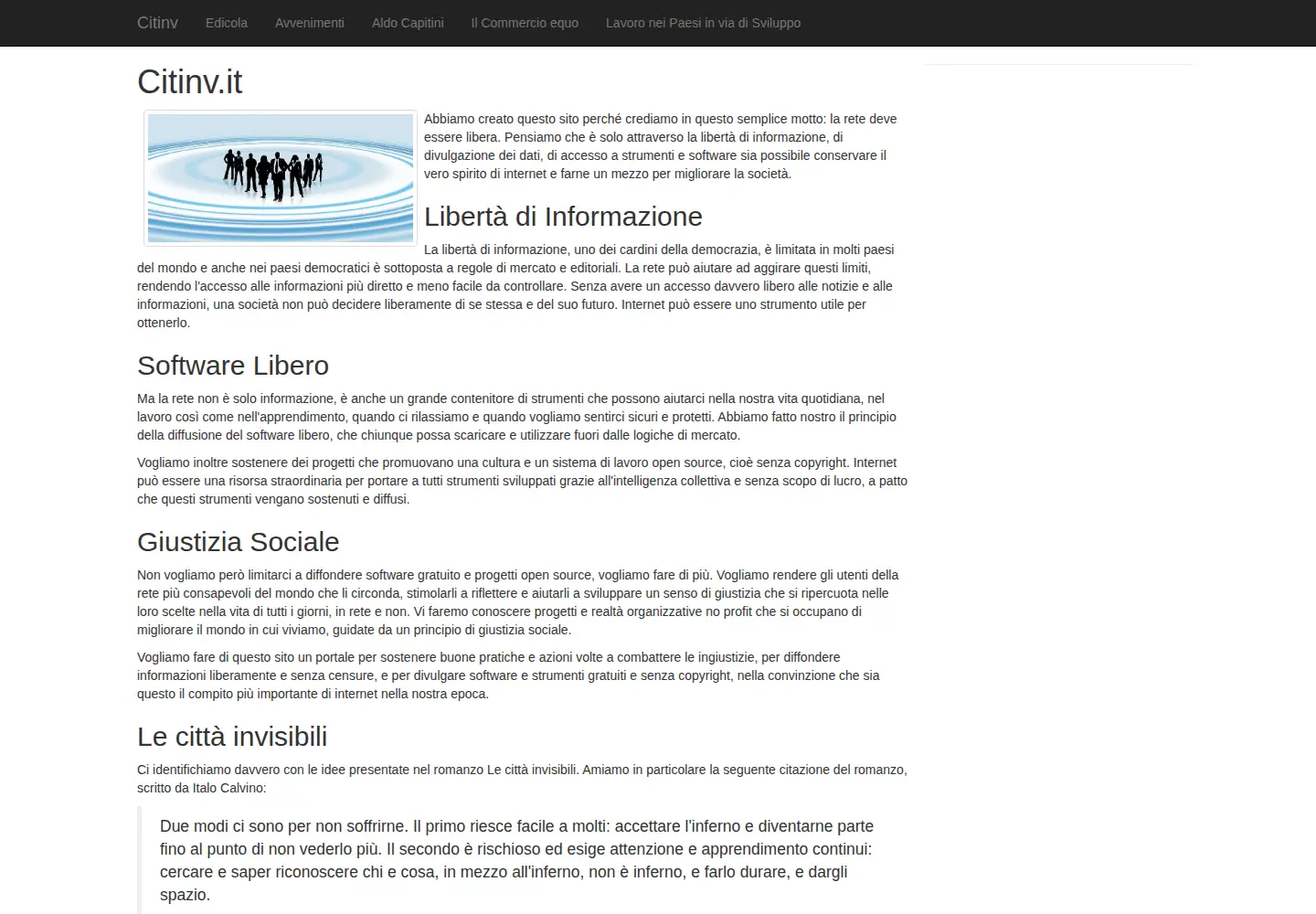 Captured homepage of citinv.it in the current scan
