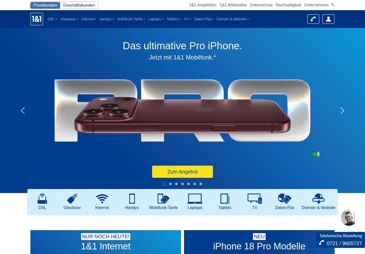 Screenshot of 1und1.de