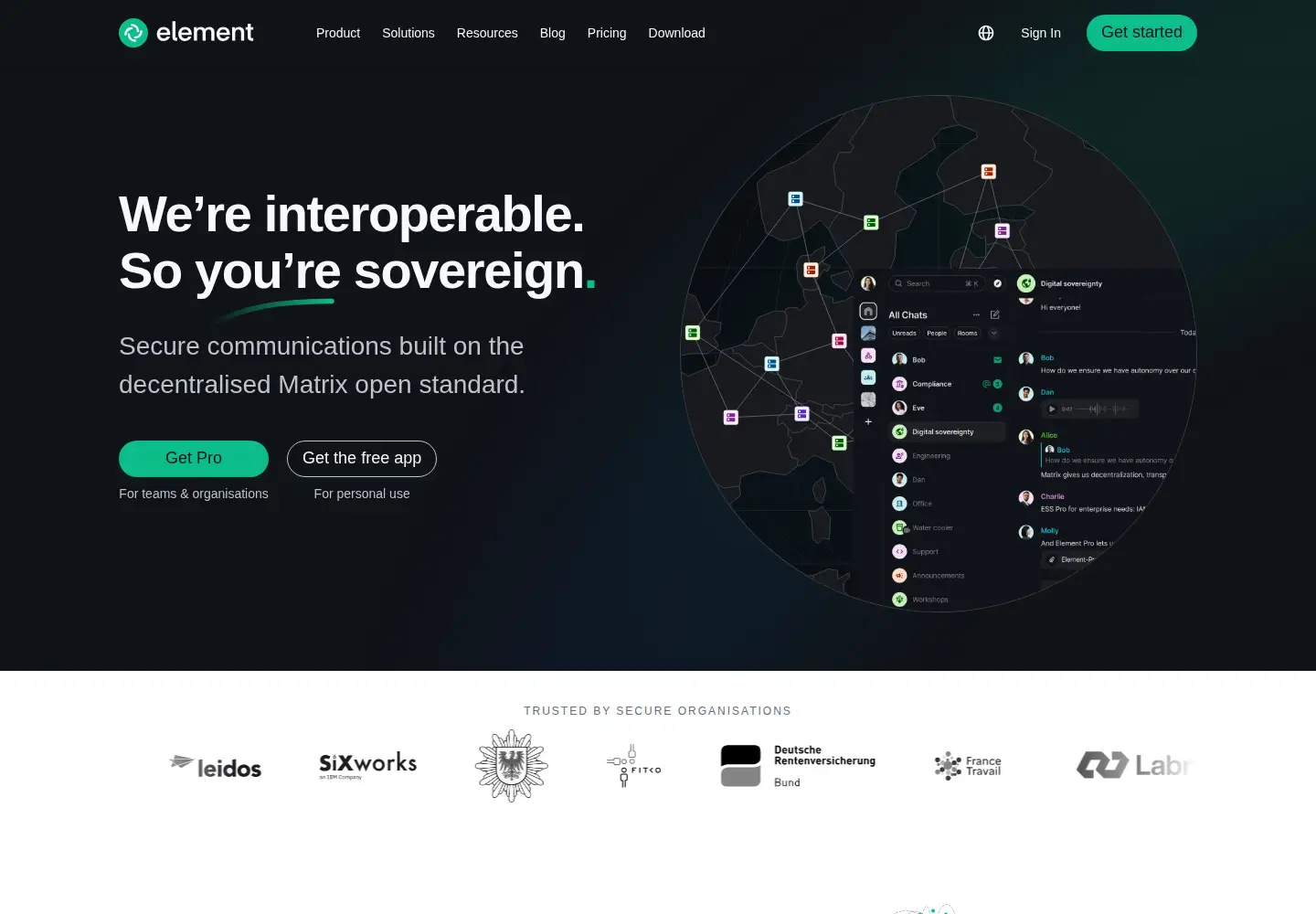 Screenshot of element.io