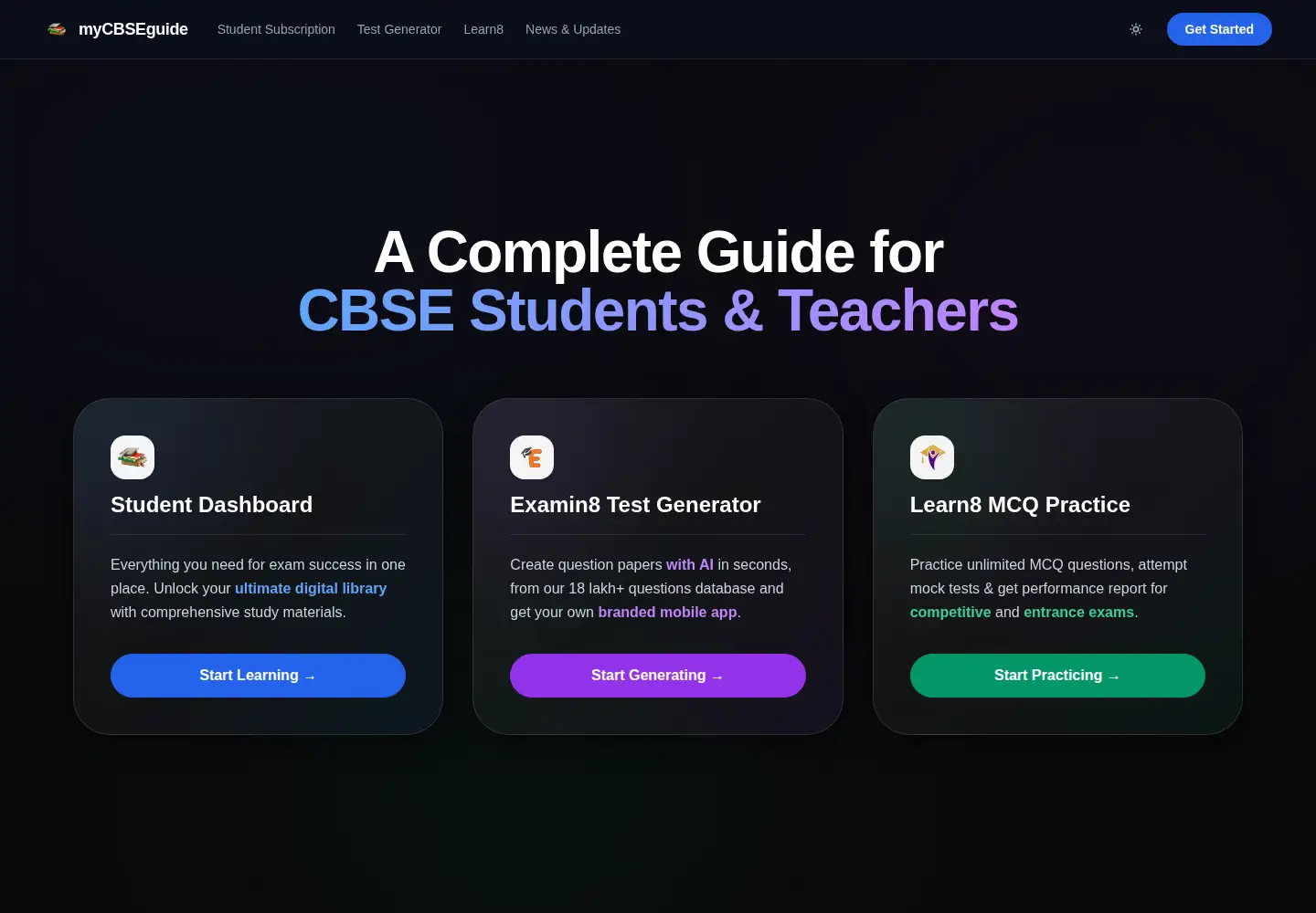 Screenshot of mycbseguide.com