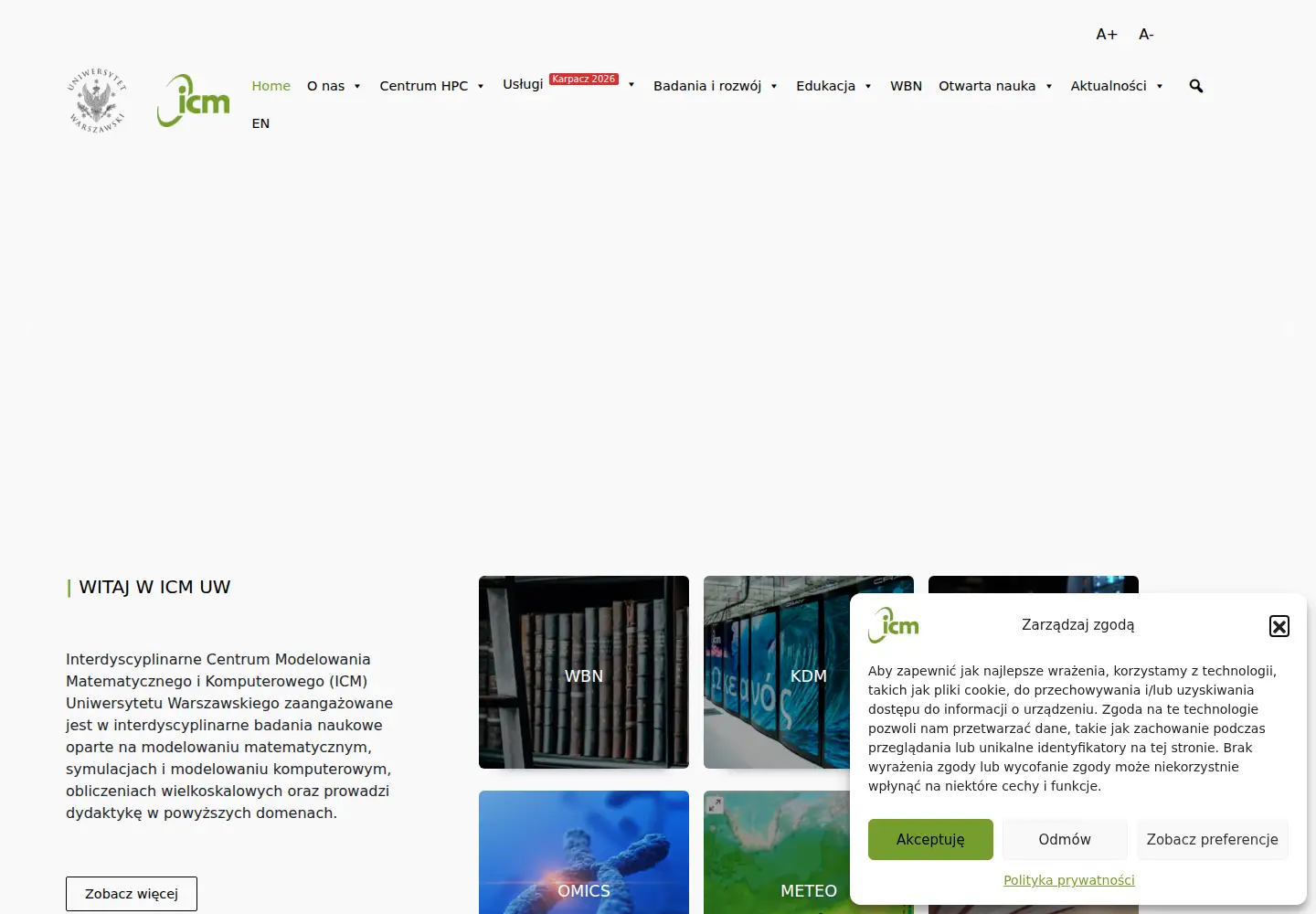 Screenshot of icm.edu.pl