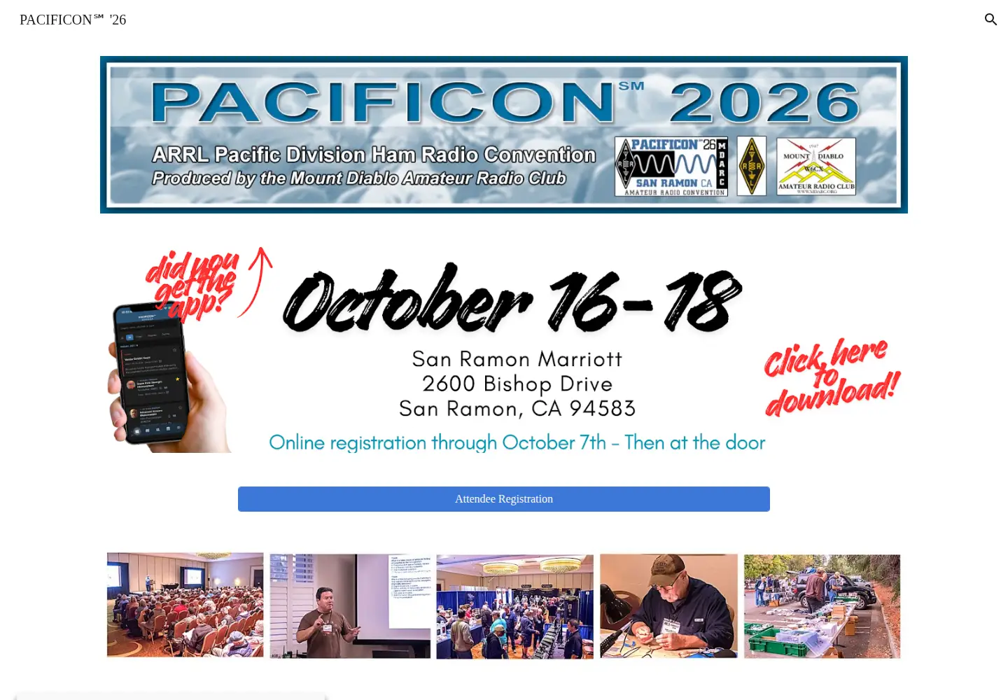 Captured homepage of pacificon.org in the current scan