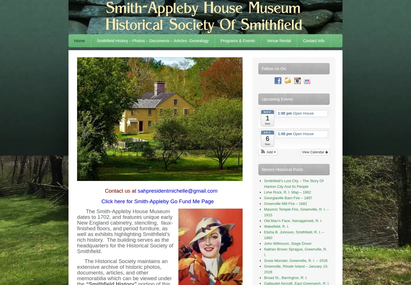 Captured homepage of smithapplebyhouse.org in the current scan