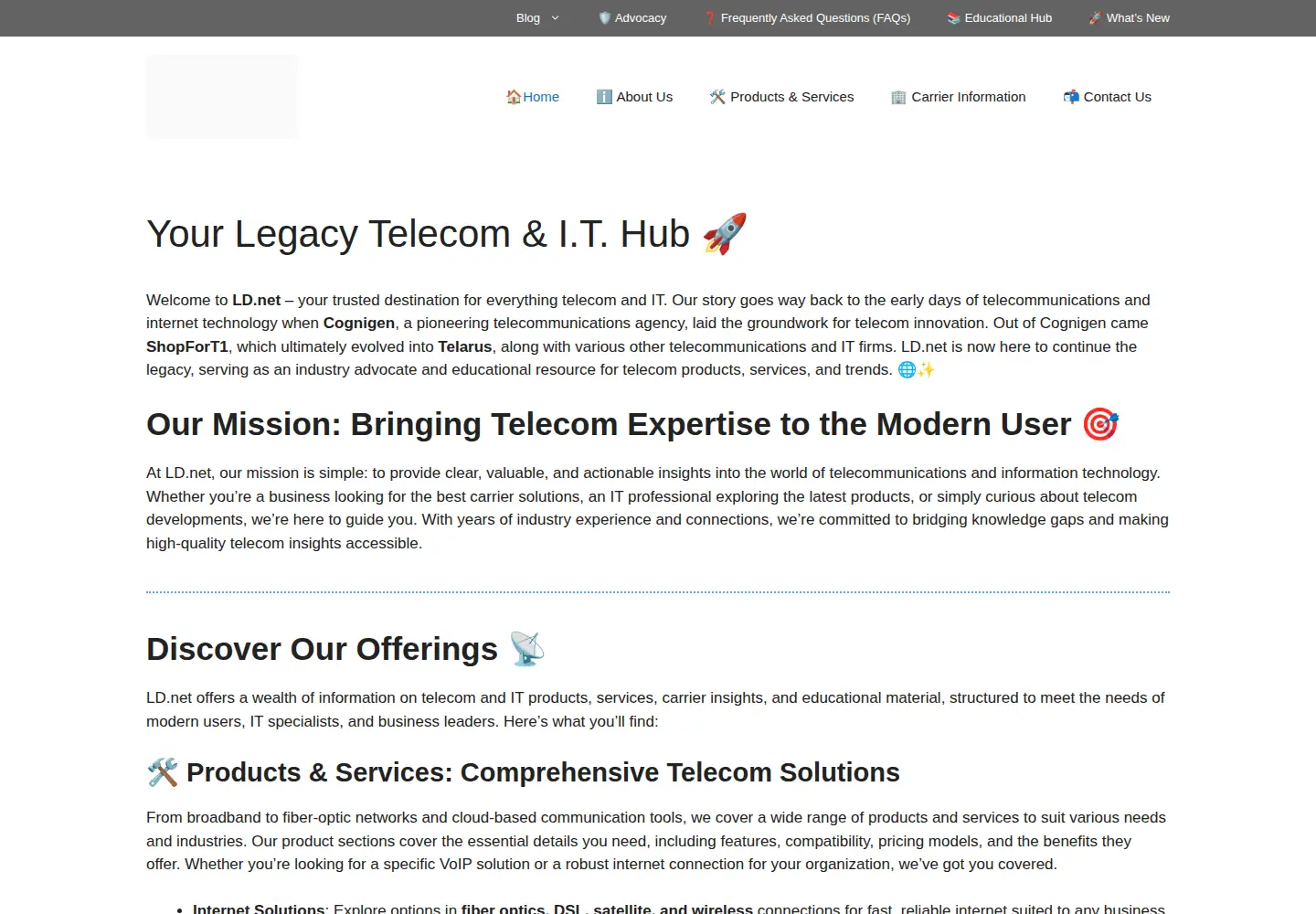 Captured homepage of ld.net in the current scan
