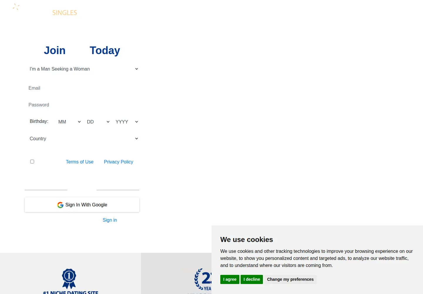 Screenshot of dream-singles.com