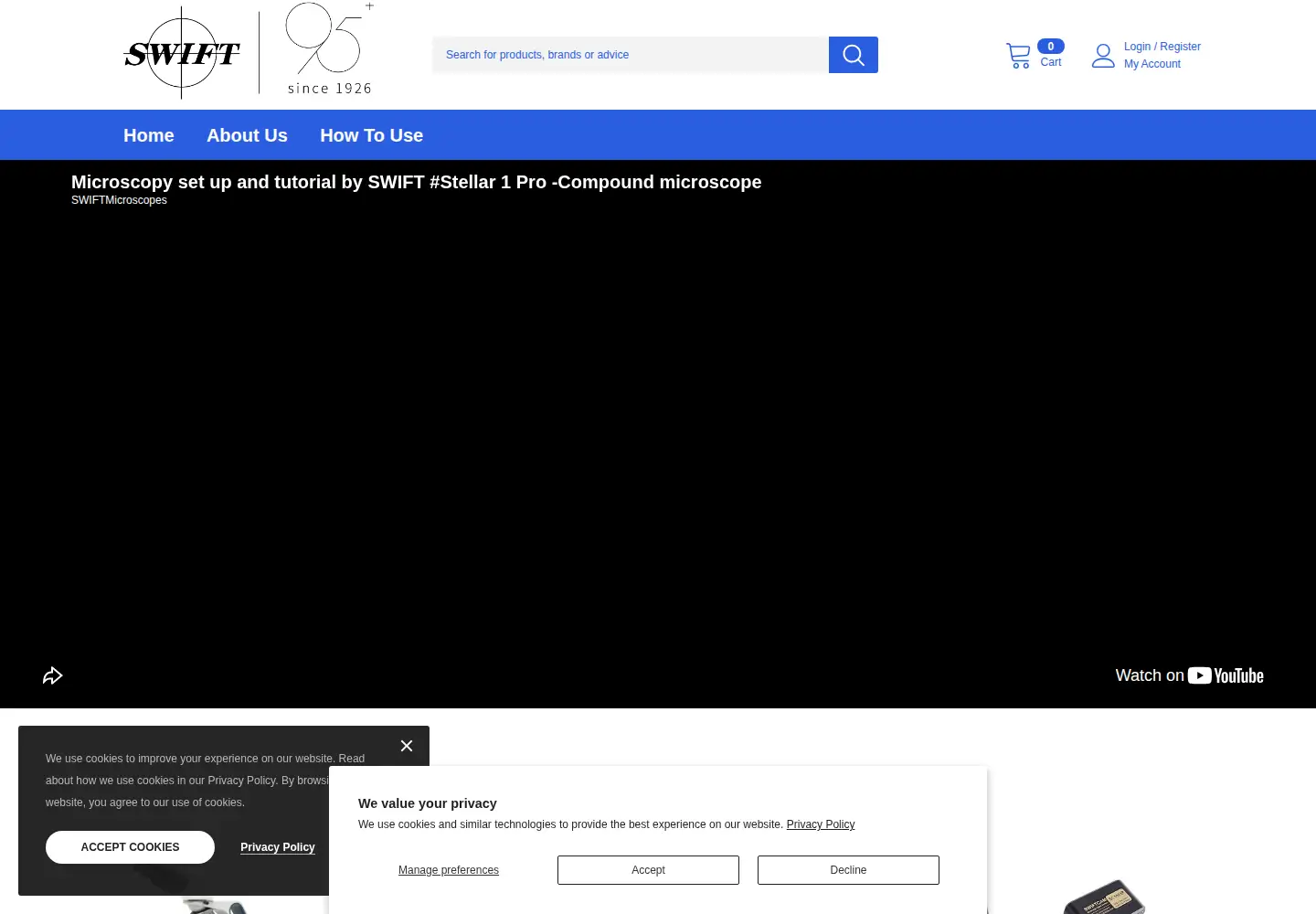 Screenshot of swiftmicroscopes.com