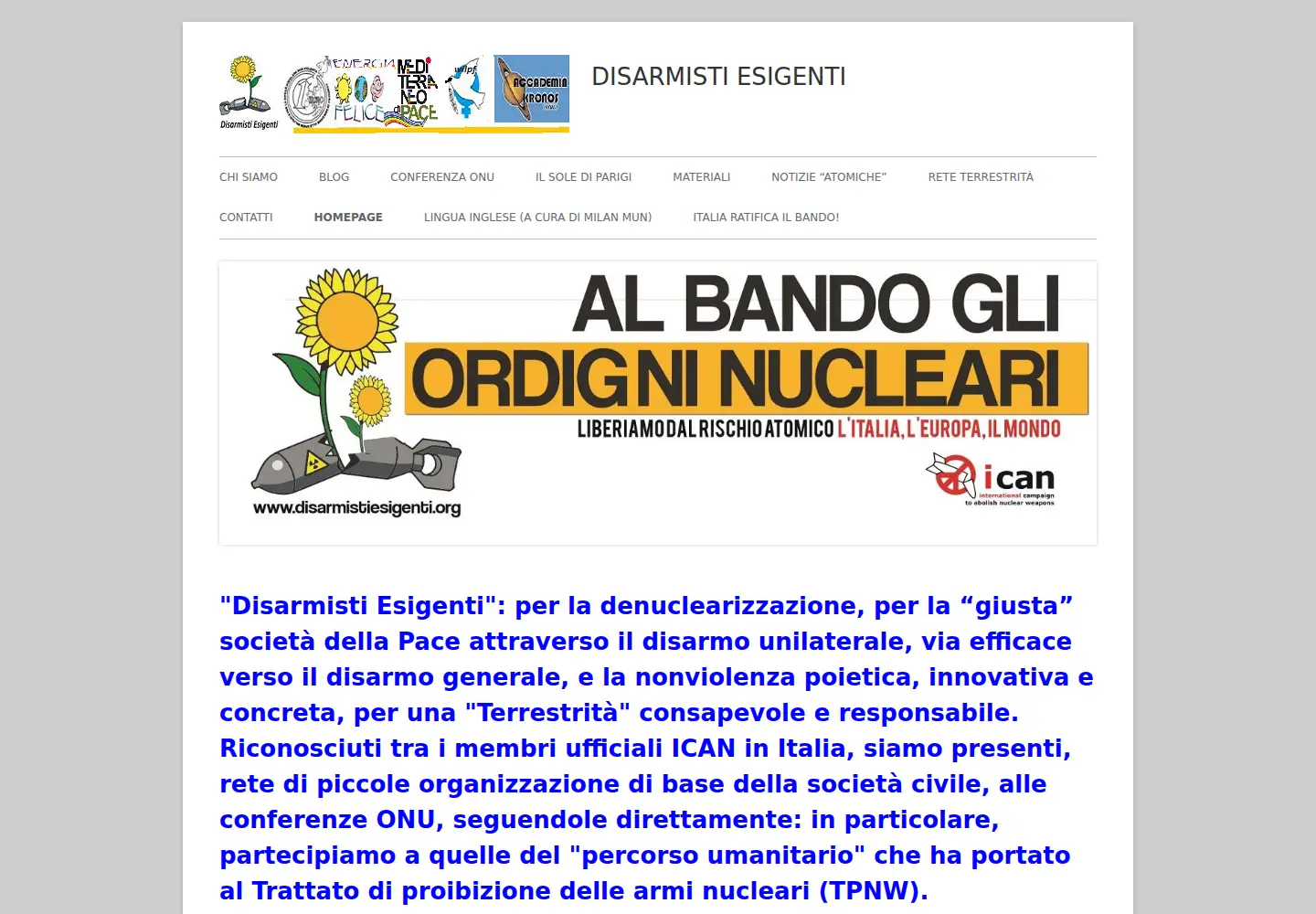 Screenshot of disarmistiesigenti.org