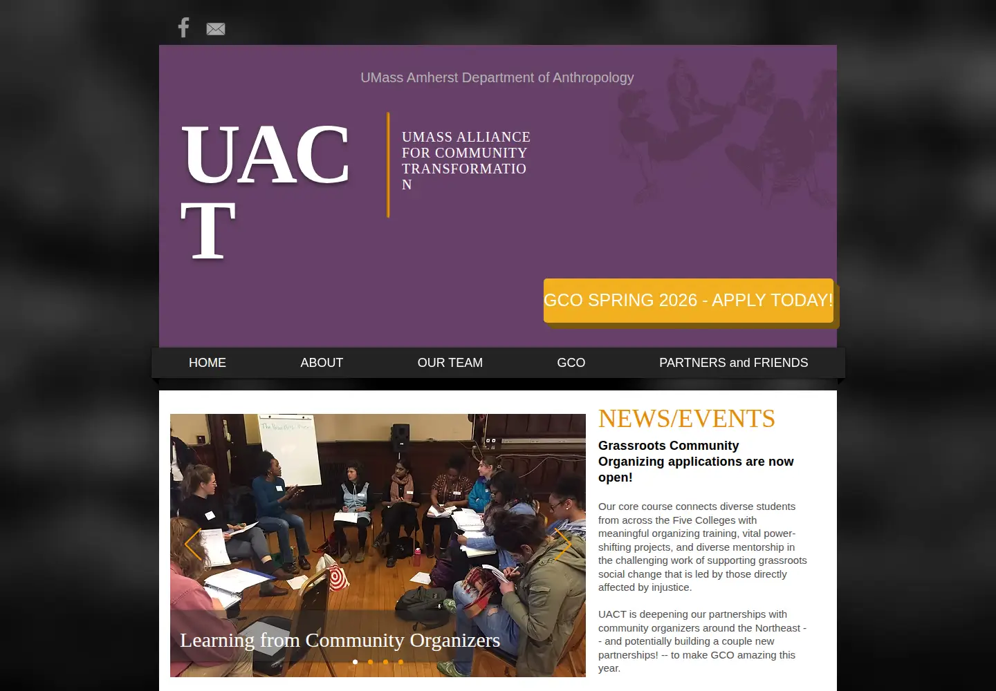 Captured homepage of uactumass.org in the current scan
