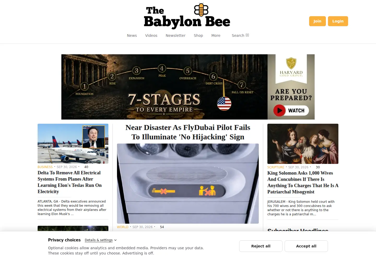 Screenshot of babylonbee.com