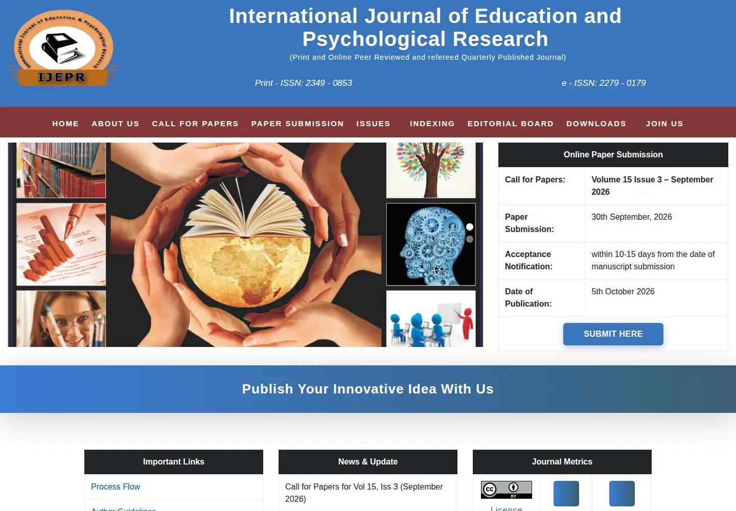Captured homepage of ijepr.org in the current scan