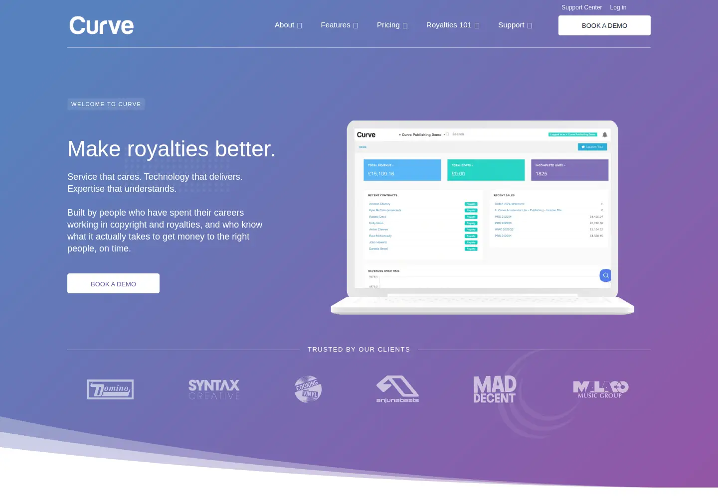 Screenshot of curveroyaltysystems.com