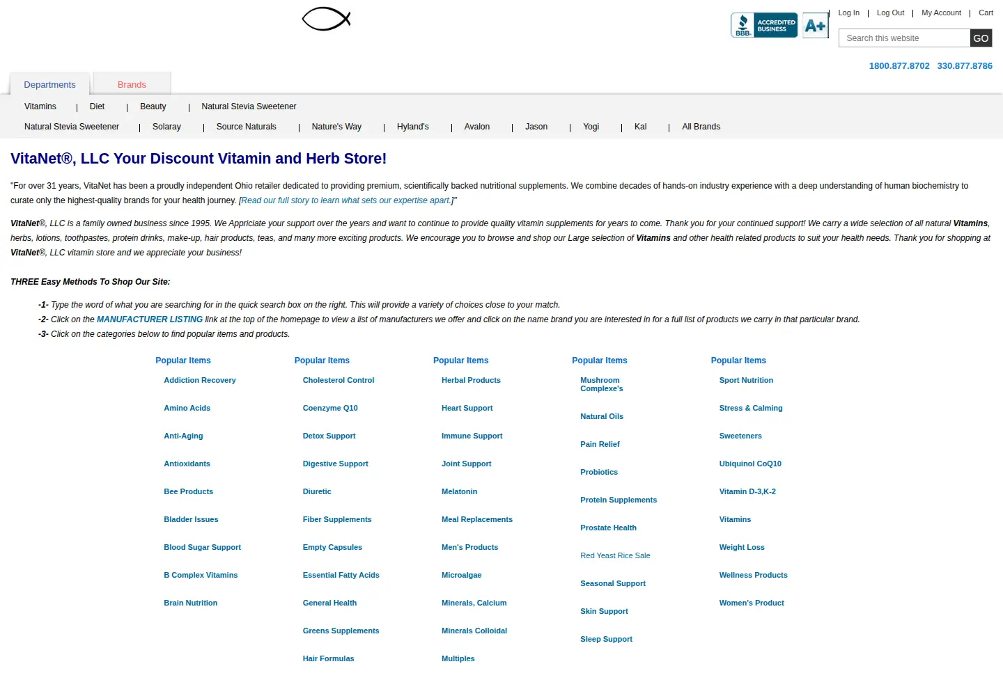 Screenshot of vitanetonline.com