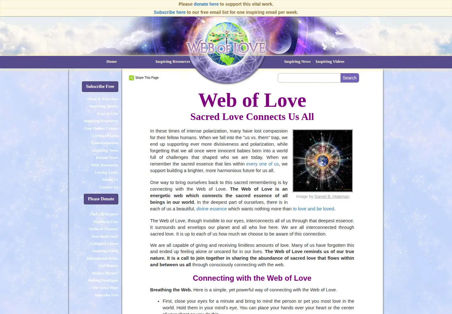 Captured homepage of weboflove.org in the current scan