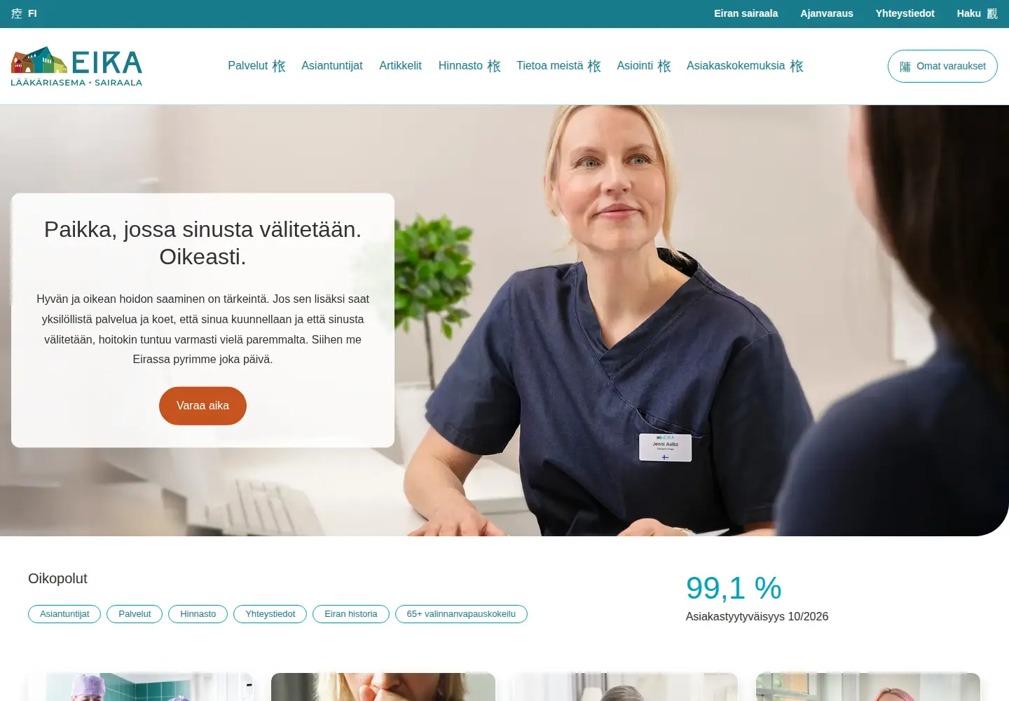 Screenshot of eiransairaala.fi