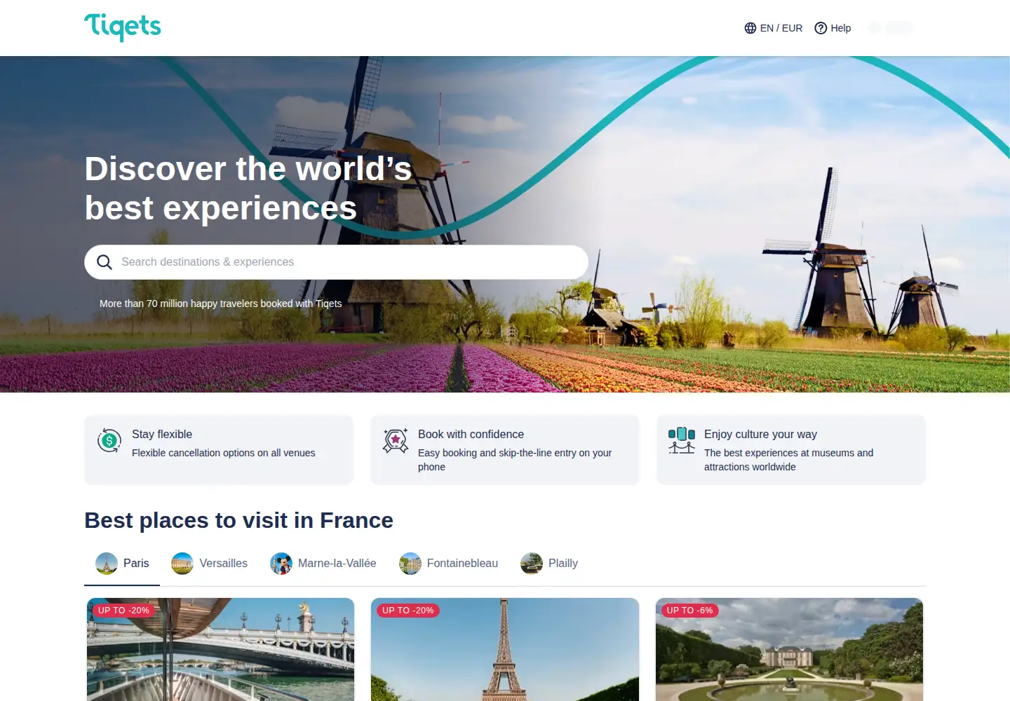 Screenshot of tiqets.com