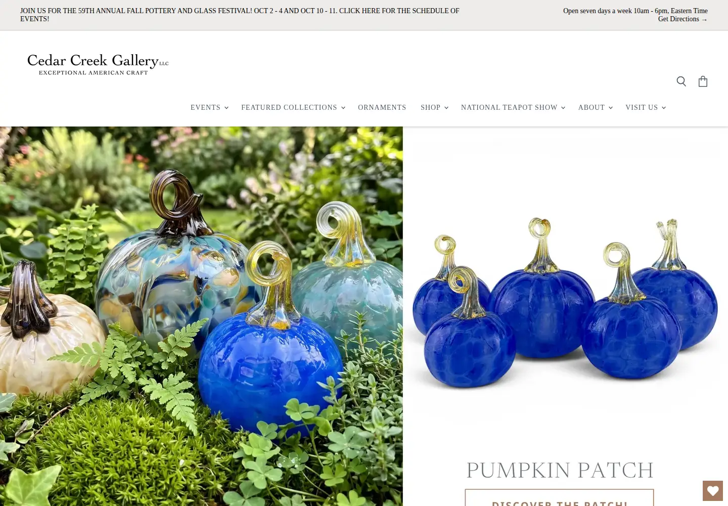 Screenshot of cedarcreekgallery.com