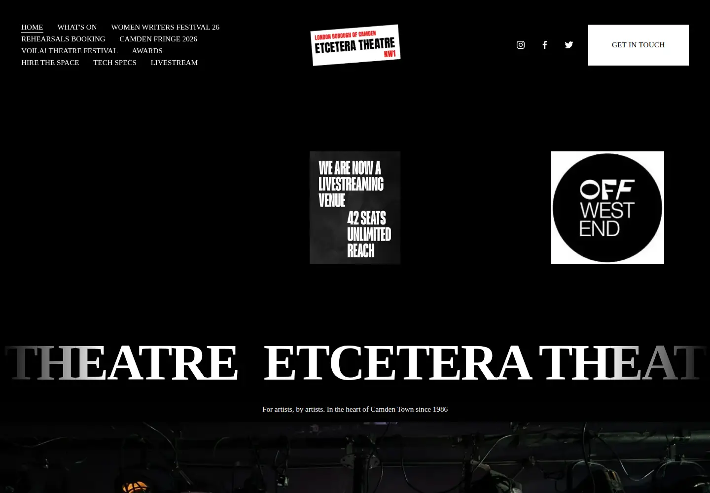 Captured homepage of etceteratheatrecamden.com in the current scan