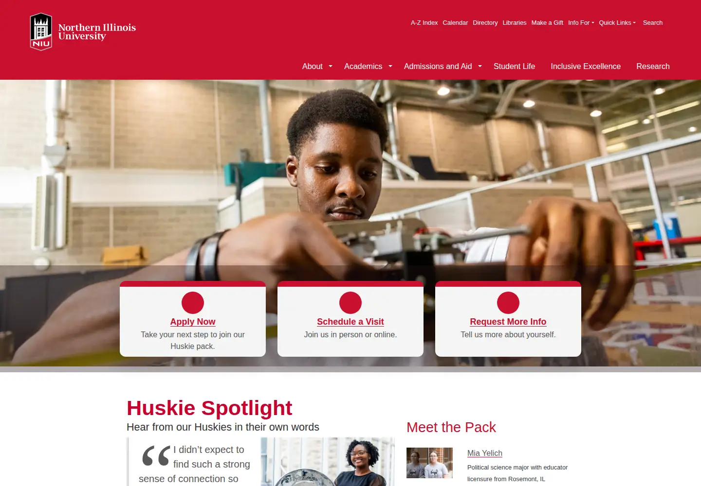 Screenshot of niu.edu