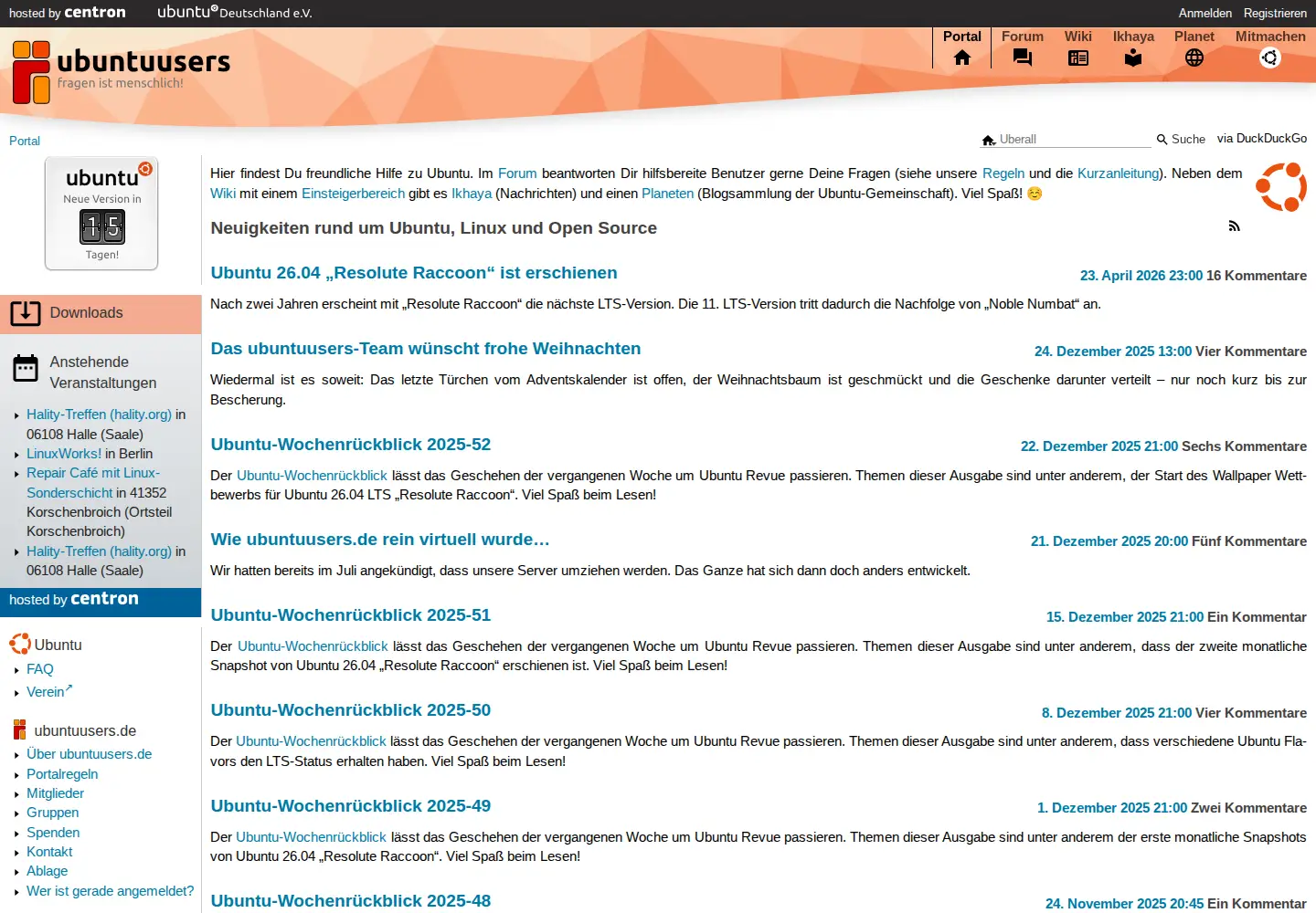 Screenshot of ubuntuusers.de
