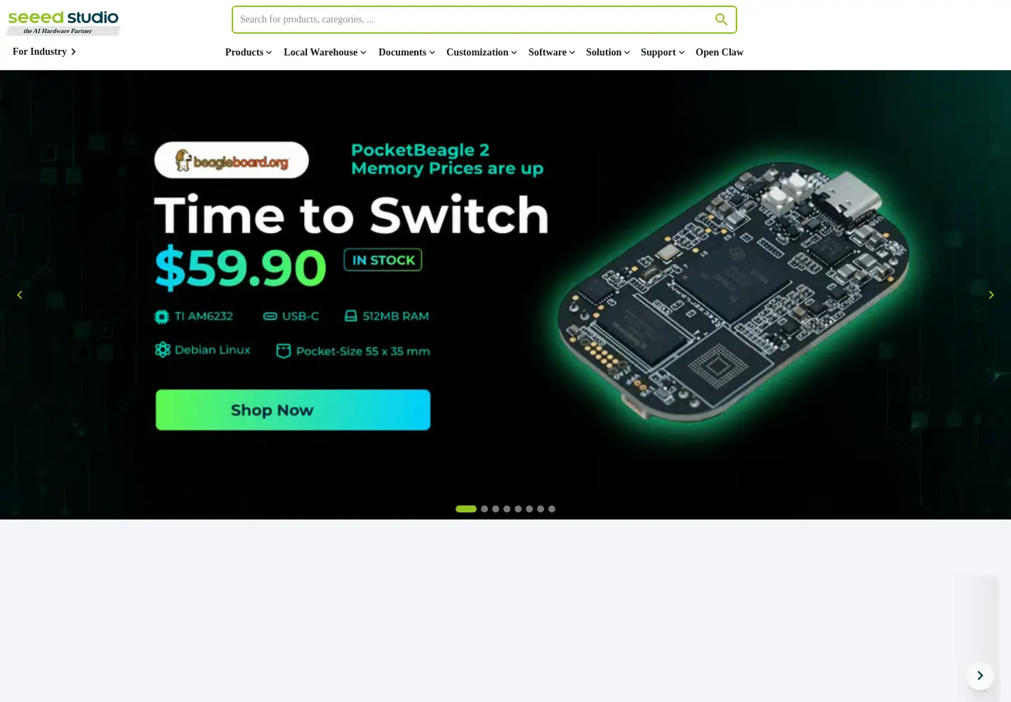 Screenshot of seeedstudio.com