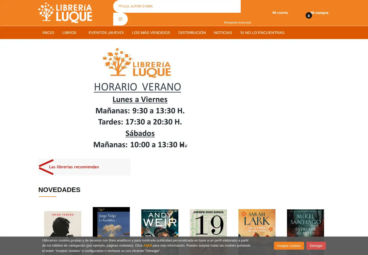 Captured homepage of librerialuque.es in the current scan