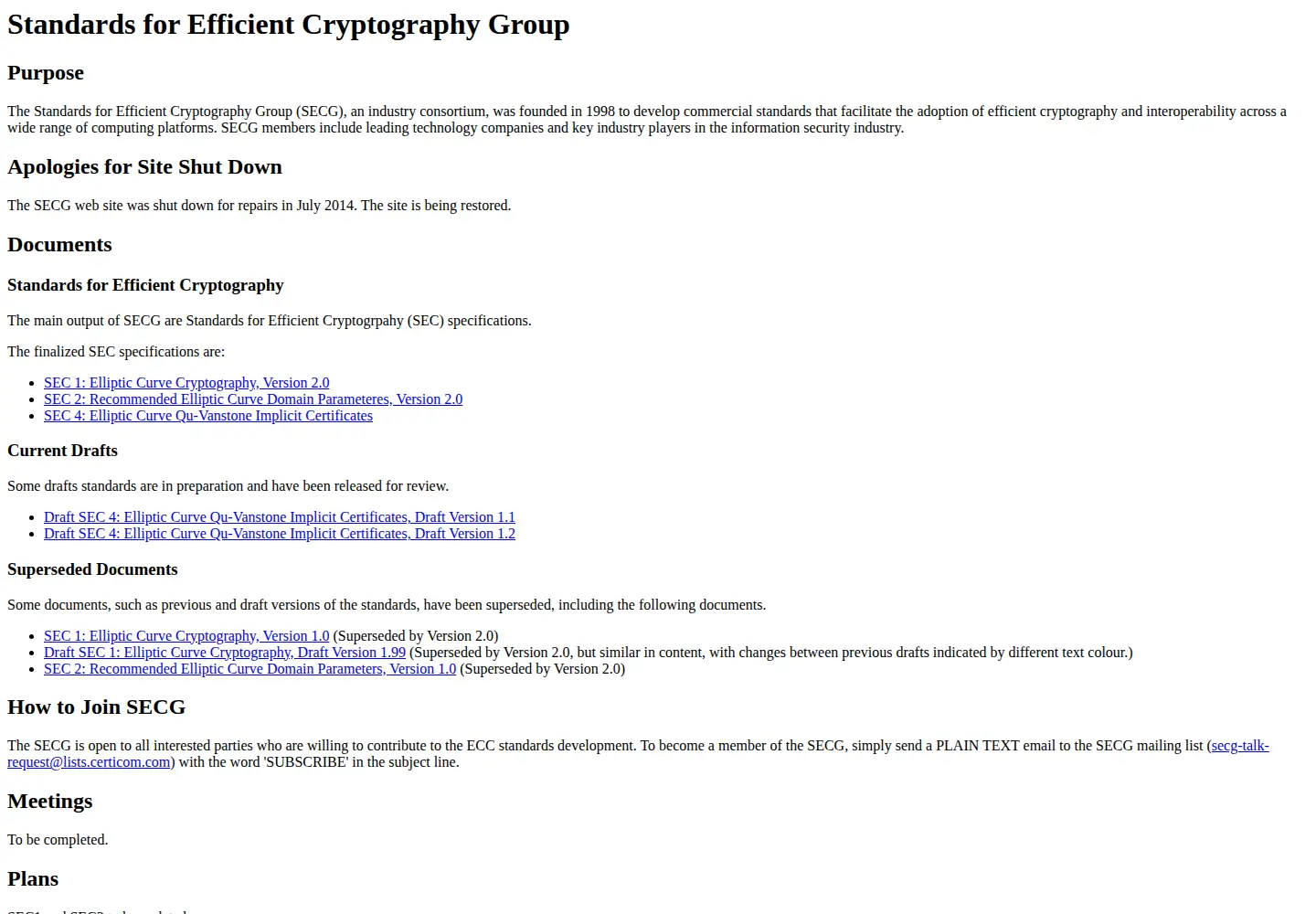 Screenshot of secg.org