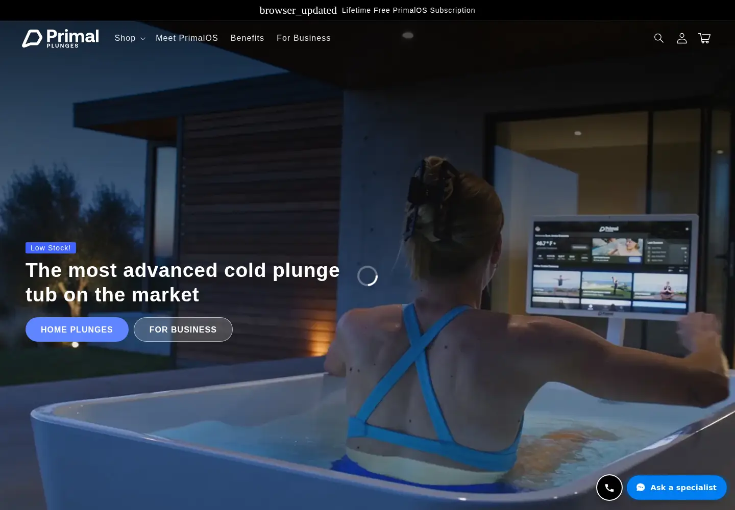 Screenshot of primalplunges.com