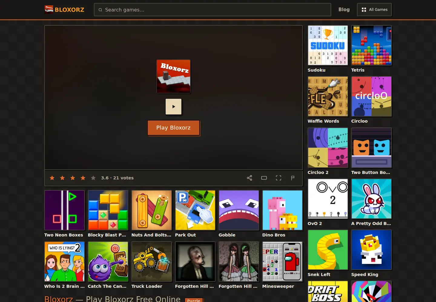 Screenshot of bloxorz.org