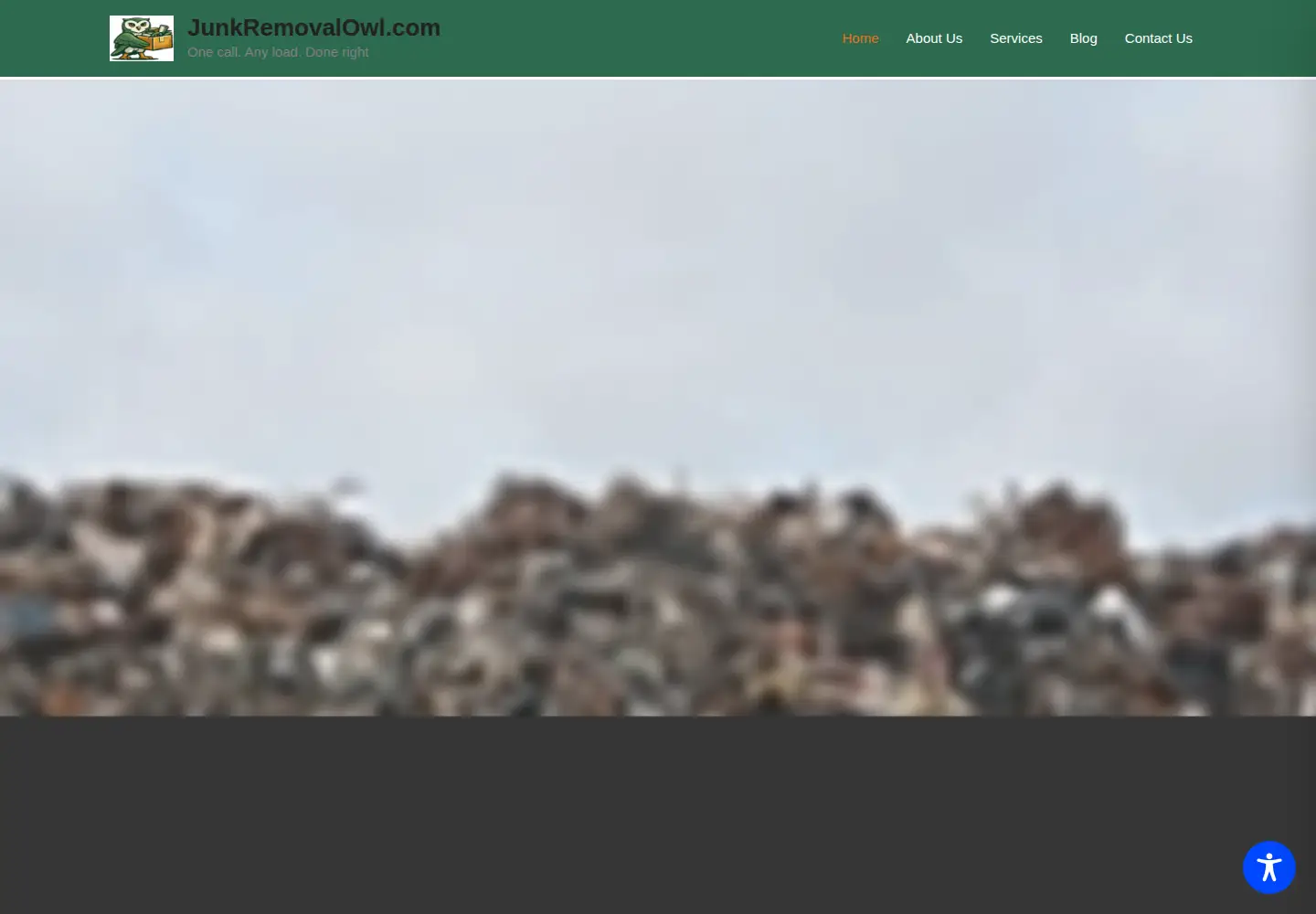 Captured homepage of junkremovalowl.com in the current scan