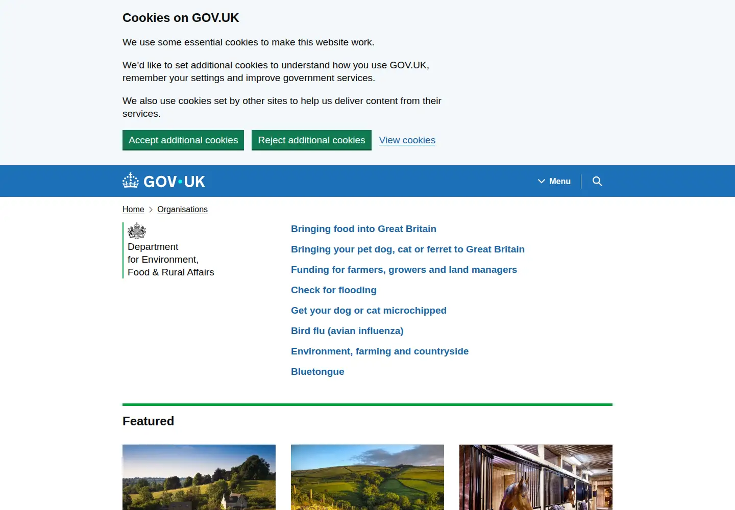 Screenshot of defra.gov.uk