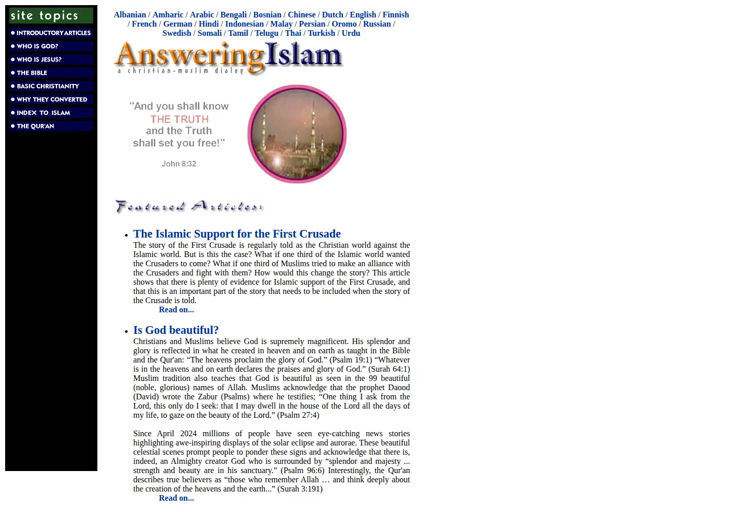 Screenshot of answeringislam.org