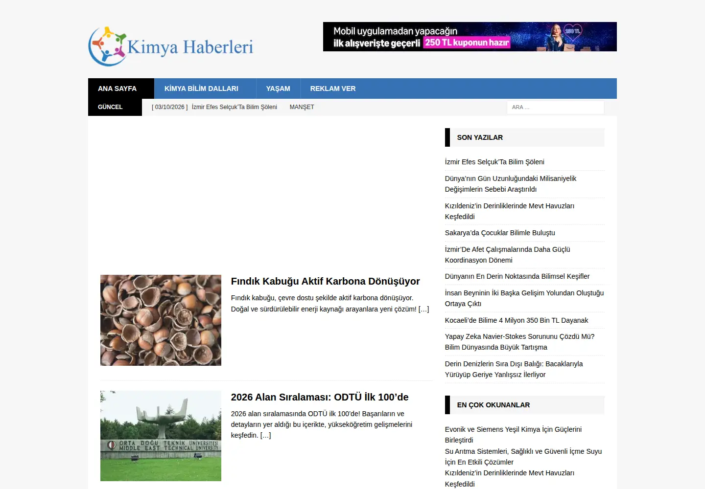 Captured homepage of kimyahaberleri.com in the current scan