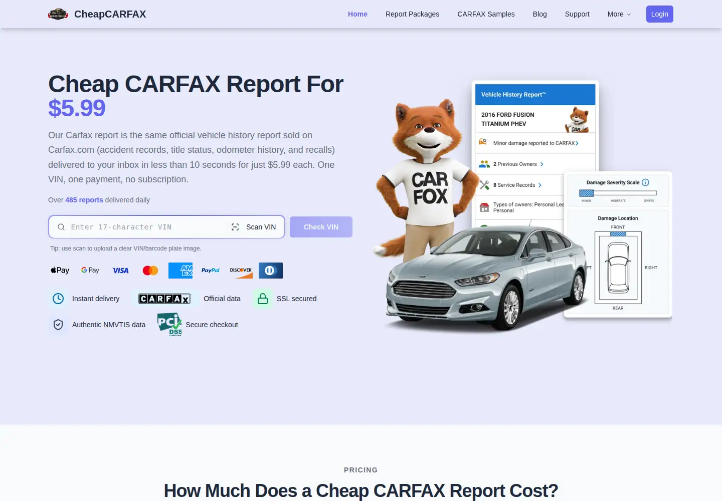 Screenshot of cheapcarfax.net