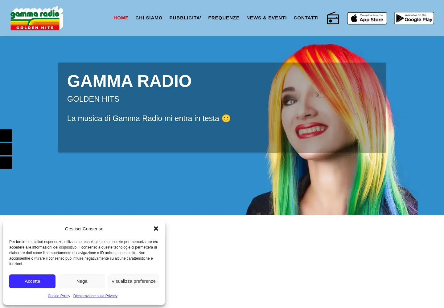 Captured homepage of gammaradio.it in the current scan
