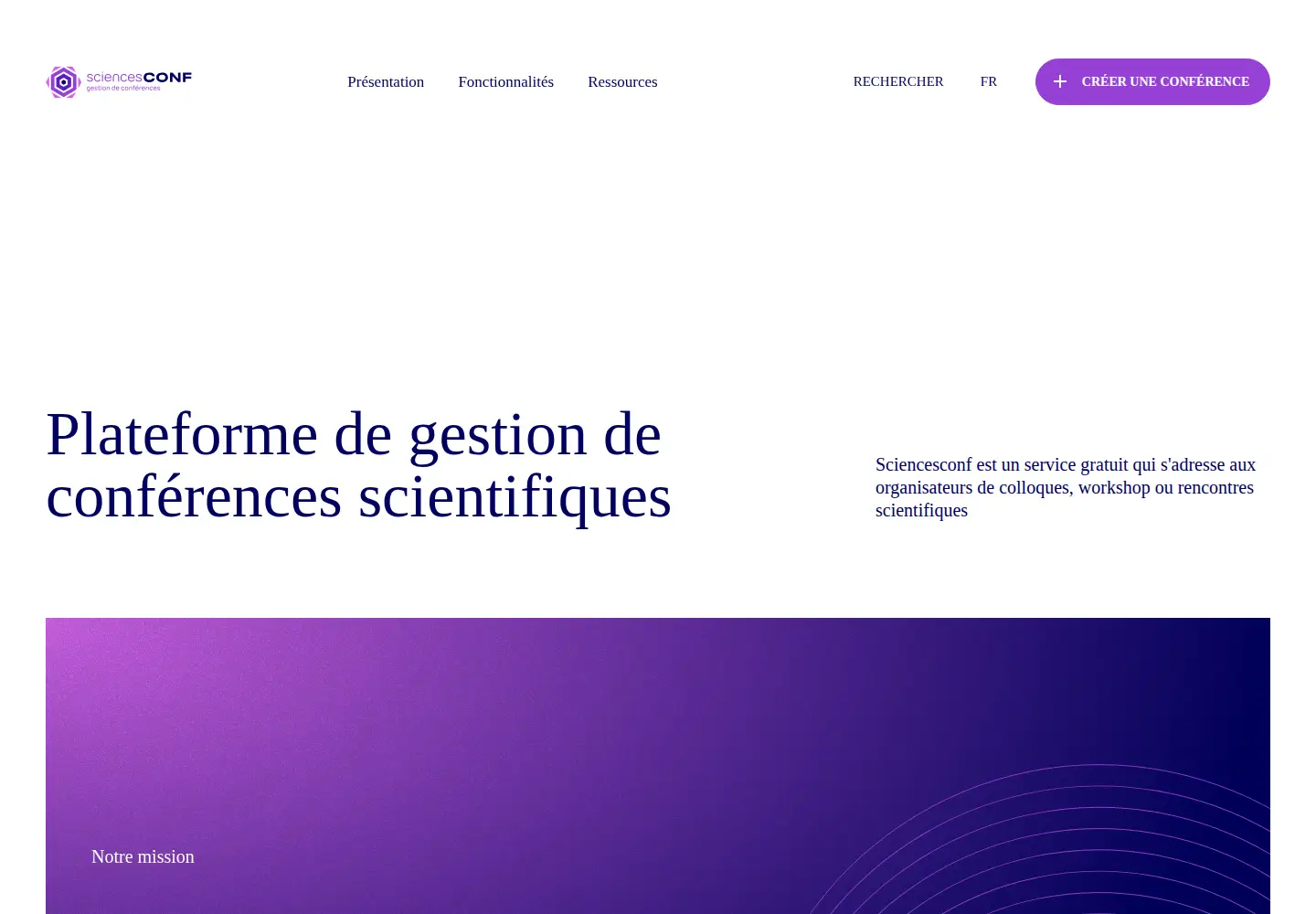 Screenshot of sciencesconf.org