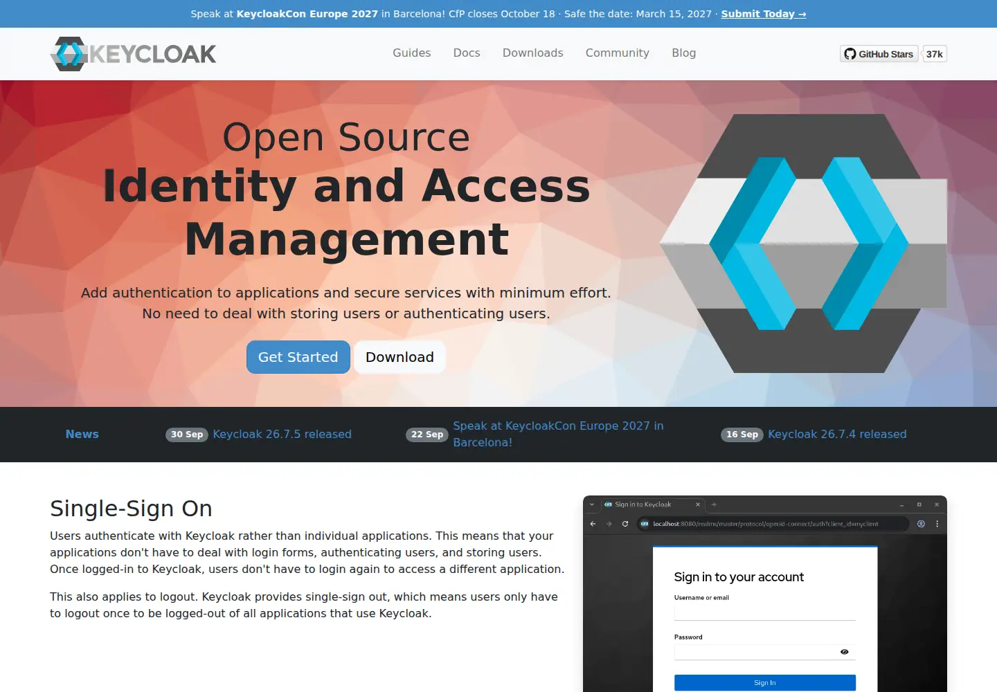 Screenshot of keycloak.org