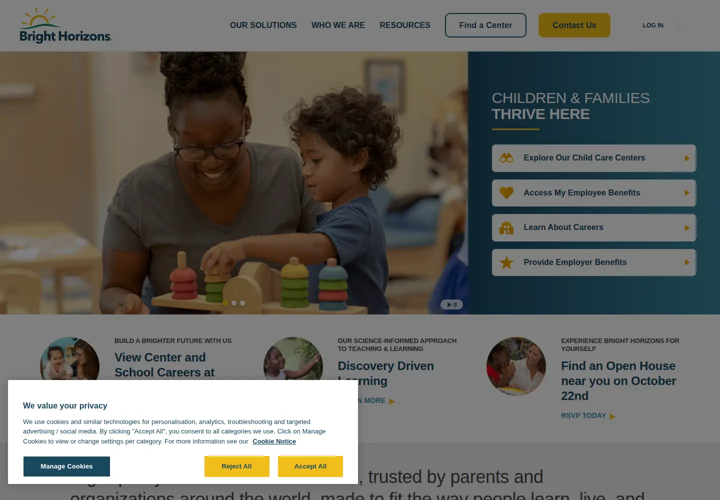 Screenshot of brighthorizons.com