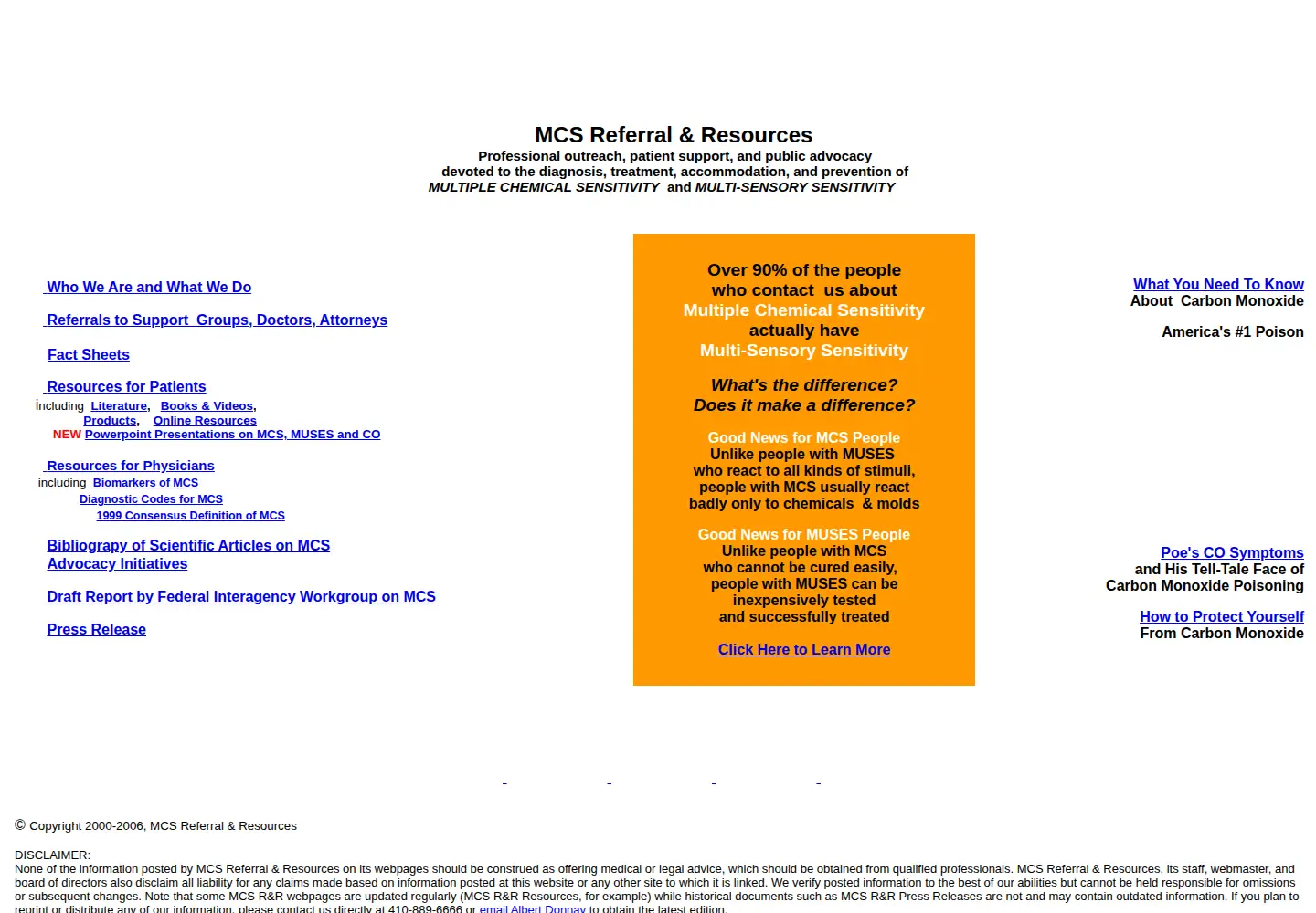Captured homepage of mcsrr.org in the current scan