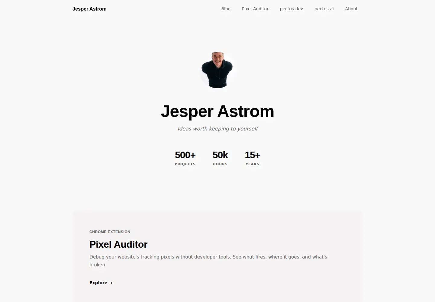Captured homepage of jesperastrom.com in the current scan