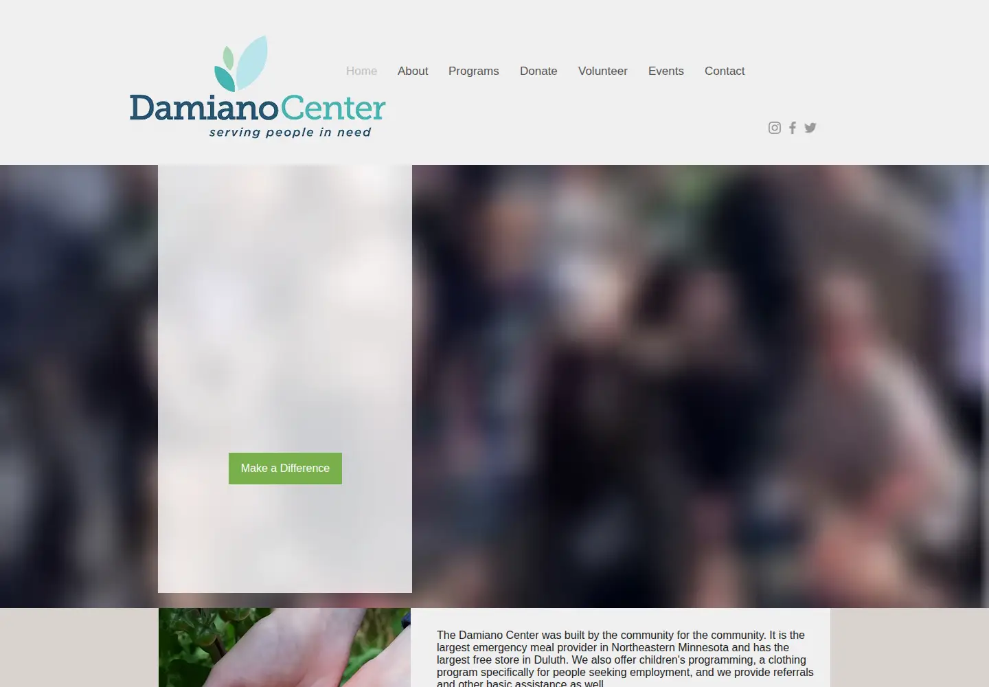 Captured homepage of damianocenter.org in the current scan