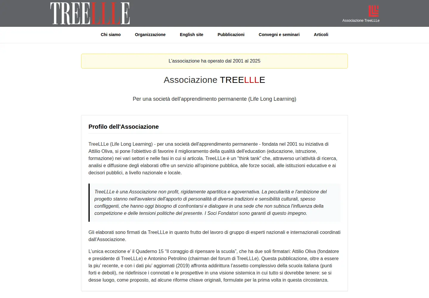 Captured homepage of treellle.org in the current scan