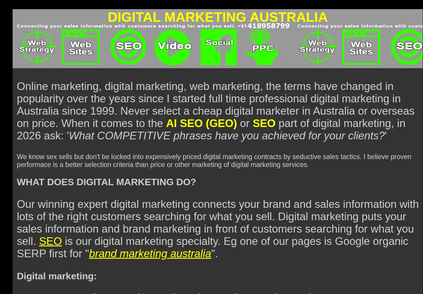 Captured homepage of 4webmarketing.biz in the current scan