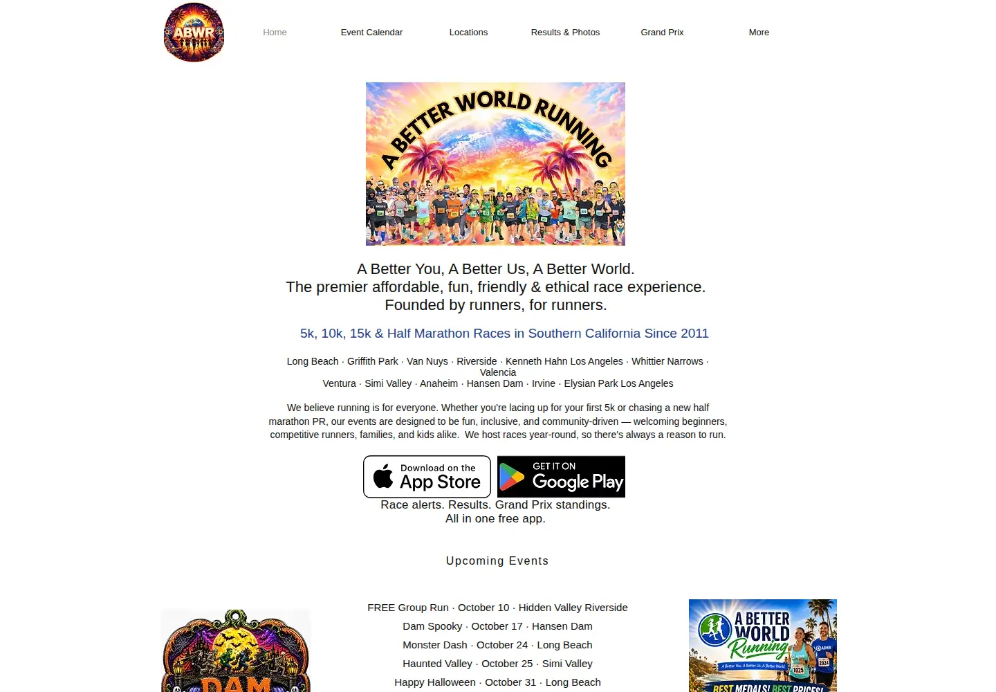 Screenshot of abetterworldrunning.com