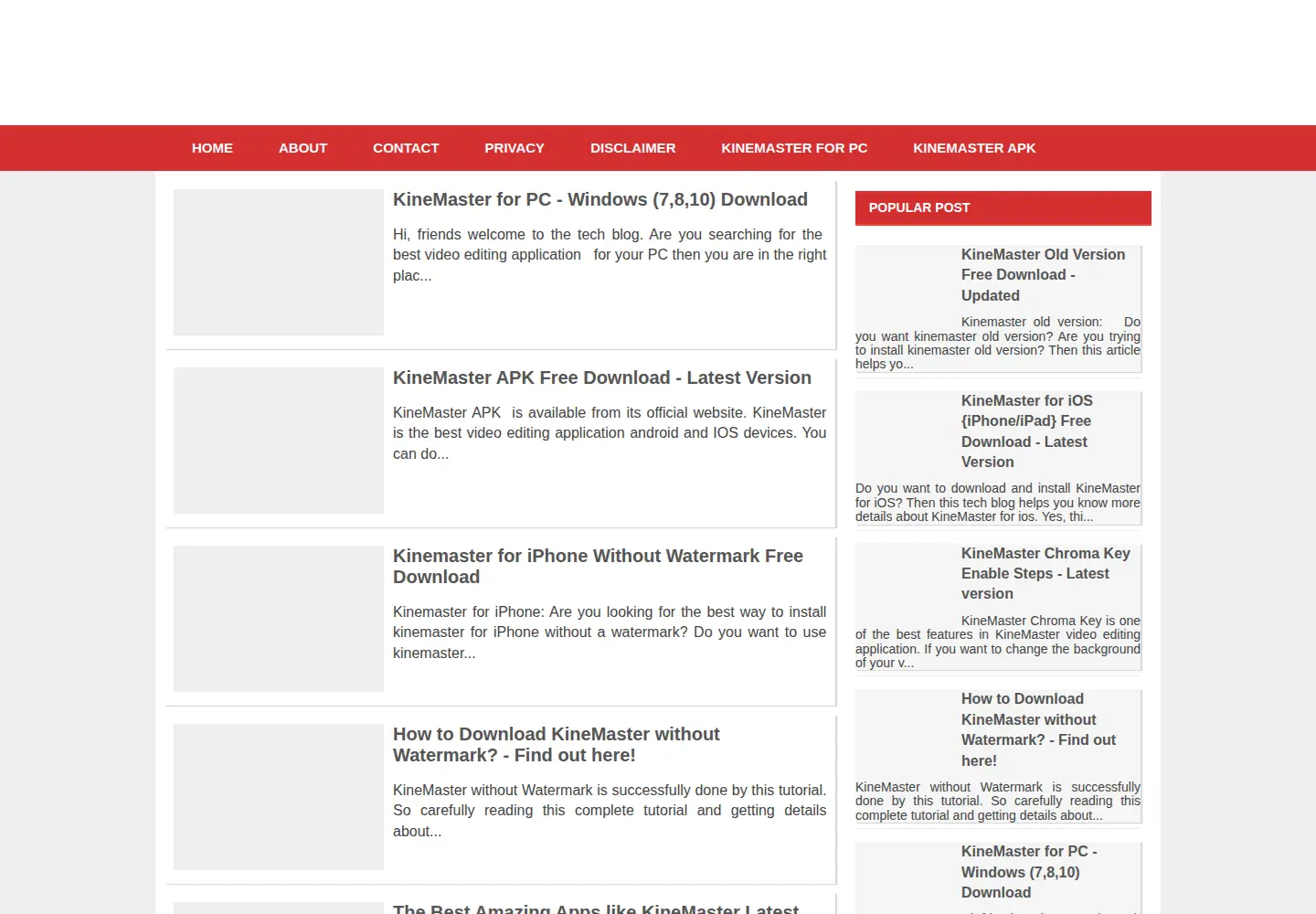 Captured homepage of kinemasterforpcdownload.com in the current scan